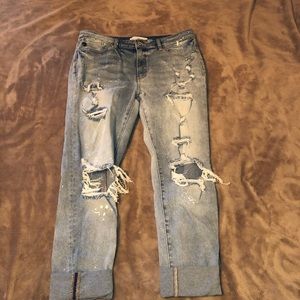 Kancan Paint Splatter Distressed Jeans